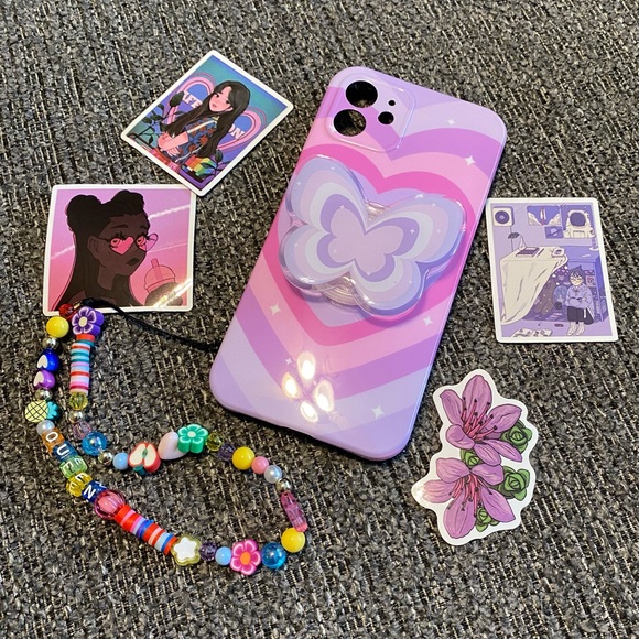 Purple Butterfly Heart iPhone 12 case - Picture 1 of 2